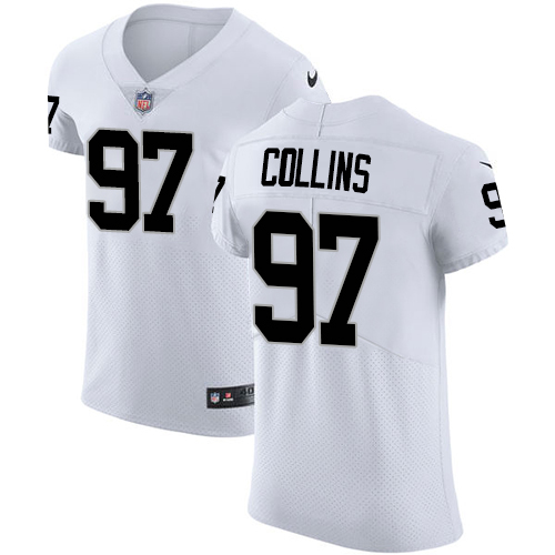 Nike Raiders #97 Maliek Collins White Men's Stitched NFL New Elite Jersey Nike Raiders #97 Maliek Collins White Men's Stitched NFL New Elite Jersey