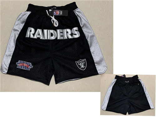 Men's Las Vegas Raiders Black Super Bowl Patch Just Don Shorts Men's Las Vegas Raiders Black Super Bowl Patch Just Don Shorts