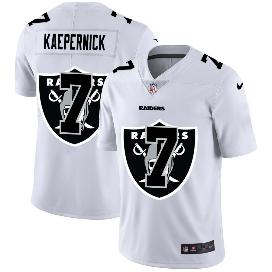 Las Vegas Raiders #7 Colin Kaepernick White Men's Nike Team Logo Dual Overlap Limited NFL Jersey Las Vegas Raiders #7 Colin Kaepernick White Men's Nike Team Logo Dual Overlap Limited NFL Jersey