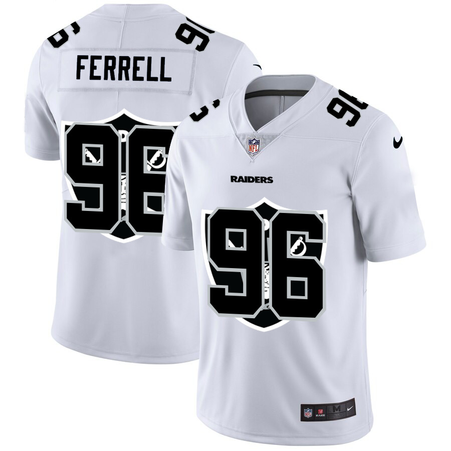 Las Vegas Raiders #96 Clelin Ferrell White Men's Nike Team Logo Dual Overlap Limited NFL Jersey Las Vegas Raiders #96 Clelin Ferrell White Men's Nike Team Logo Dual Overlap Limited NFL Jersey