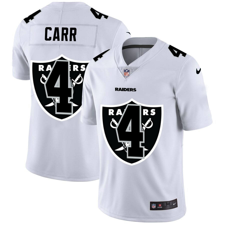 Las Vegas Raiders #4 Derek Carr White Men's Nike Team Logo Dual Overlap Limited NFL Jersey Las Vegas Raiders #4 Derek Carr White Men's Nike Team Logo Dual Overlap Limited NFL Jersey