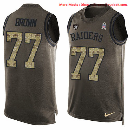 Nike Raiders #77 Trent Brown Green Men's Stitched NFL Limited Salute To Service Tank Top Jersey Nike Raiders #77 Trent Brown Green Men's Stitched NFL Limited Salute To Service Tank Top Jersey