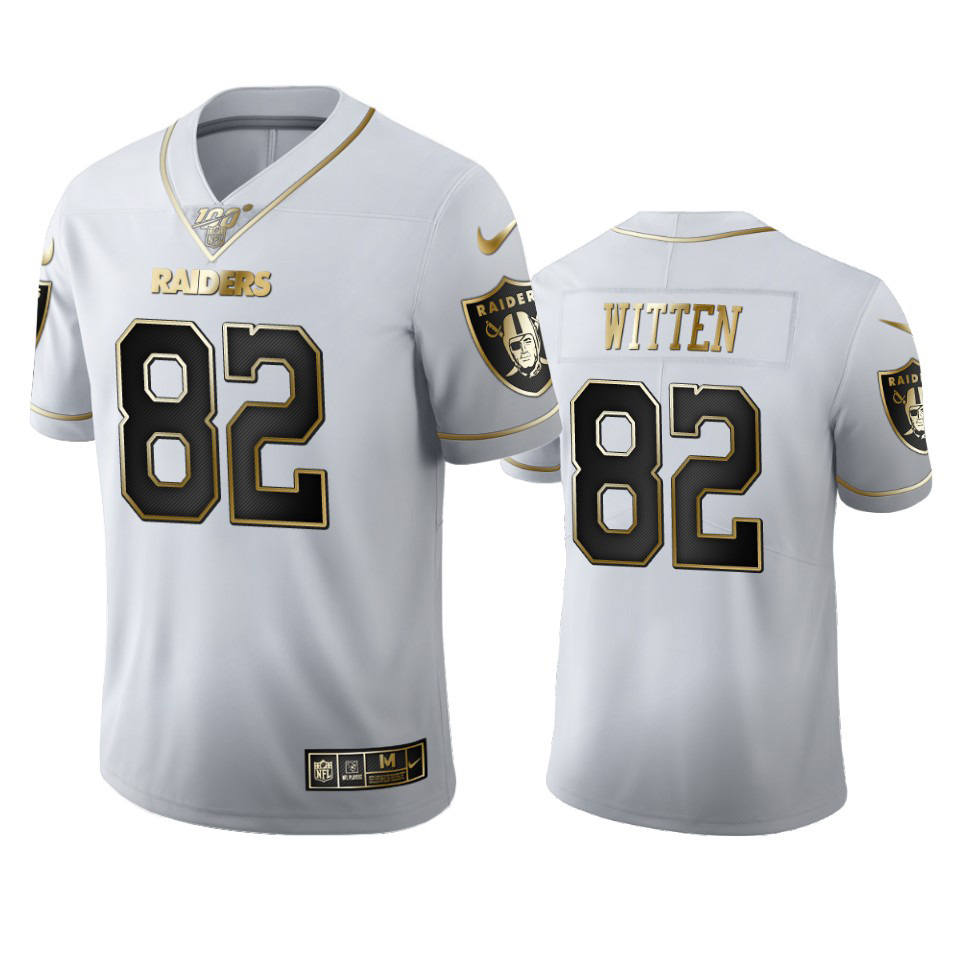 Las Vegas Raiders #82 Jason Witten Men's Nike White Golden Edition Vapor Limited NFL 100 Jersey Las Vegas Raiders #82 Jason Witten Men's Nike White Golden Edition Vapor Limited NFL 100 Jersey