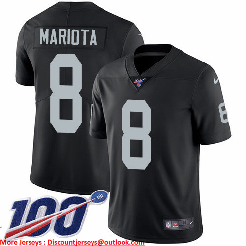 Nike Raiders #8 Marcus Mariota Black Team Color Men's Stitched NFL 100th Season Vapor Untouchable Limited Jersey Nike Raiders #8 Marcus Mariota Black Team Color Men's Stitched NFL 100th Season Vapor Untouchable Limited Jersey