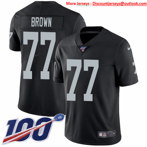 Nike Raiders #77 Trent Brown Black Team Color Men's Stitched NFL 100th Season Vapor Untouchable Limited Jersey Nike Raiders #77 Trent Brown Black Team Color Men's Stitched NFL 100th Season Vapor Untouchable Limited Jersey