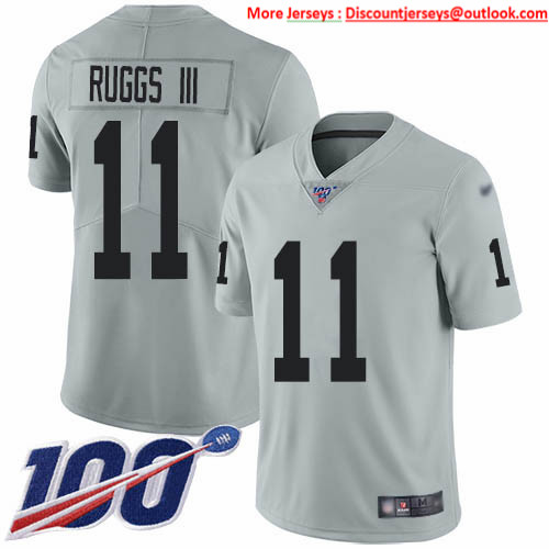 Nike Raiders #11 Henry Ruggs III Silver Men's Stitched NFL Limited Inverted Legend 100th Season Jersey Nike Raiders #11 Henry Ruggs III Silver Men's Stitched NFL Limited Inverted Legend 100th Season Jersey