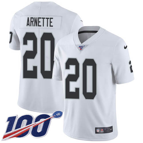 Nike Raiders #20 Damon Arnette White Men's Stitched NFL 100th Season Vapor Untouchable Limited Jersey Nike Raiders #20 Damon Arnette White Men's Stitched NFL 100th Season Vapor Untouchable Limited Jersey