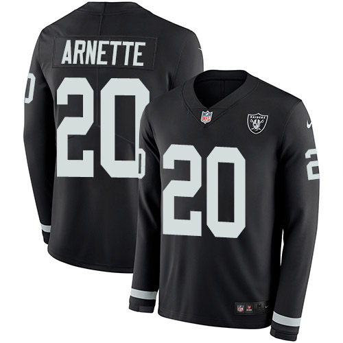 Nike Raiders #20 Damon Arnette Black Team Color Men's Stitched NFL Limited Therma Long Sleeve Jersey Nike Raiders #20 Damon Arnette Black Team Color Men's Stitched NFL Limited Therma Long Sleeve Jersey
