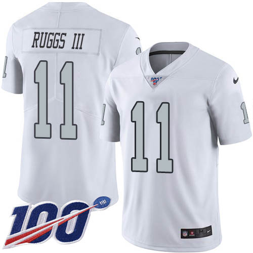 Nike Raiders #11 Henry Ruggs III White Men's Stitched NFL Limited Rush 100th Season Jersey Nike Raiders #11 Henry Ruggs III White Men's Stitched NFL Limited Rush 100th Season Jersey