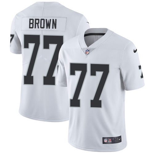 Nike Raiders #77 Trent Brown White Men's Stitched NFL Vapor Untouchable Limited Jersey Nike Raiders #77 Trent Brown White Men's Stitched NFL Vapor Untouchable Limited Jersey