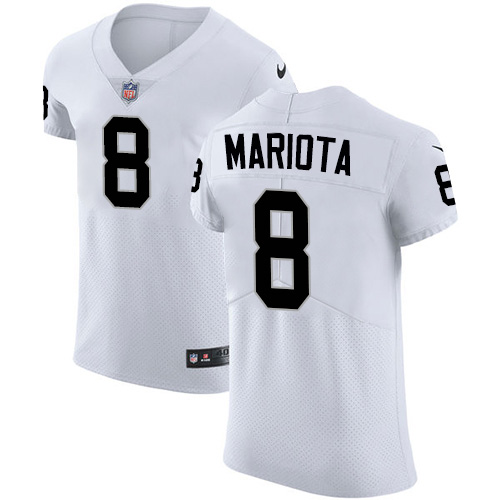 Nike Raiders #8 Marcus Mariota White Men's Stitched NFL New Elite Jersey Nike Raiders #8 Marcus Mariota White Men's Stitched NFL New Elite Jersey
