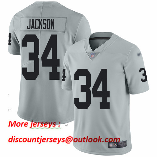 Raiders #34 Bo Jackson Silver Men's Stitched Football Limited Inverted Legend Jersey Raiders #34 Bo Jackson Silver Men's Stitched Football Limited Inverted Legend Jersey
