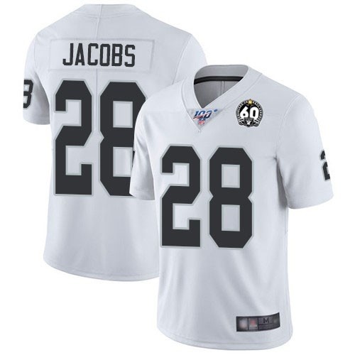 Raiders 28 Josh Jacobs White 100th And 60th Anniversary Vapor Untouchable Limited Jersey Raiders 28 Josh Jacobs White 100th And 60th Anniversary Vapor Untouchable Limited Jersey