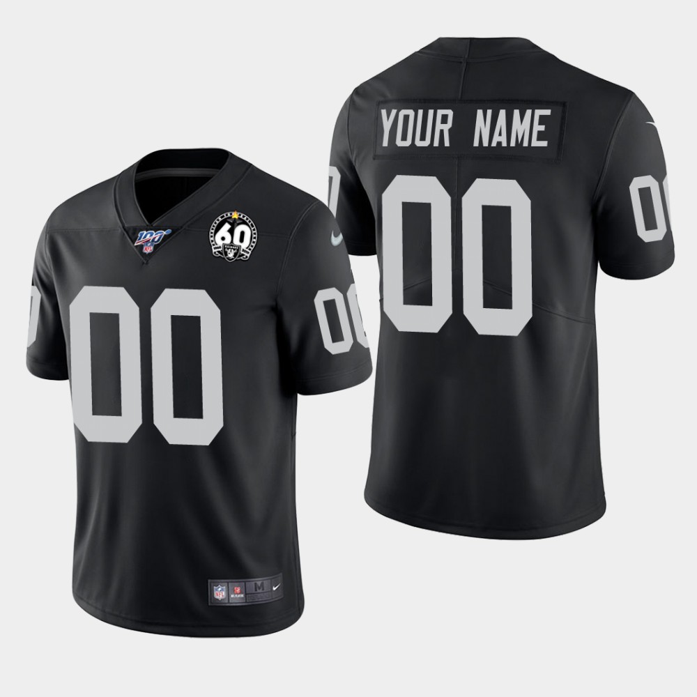 Men's Oakland Raiders #00 Custom 100th and 60th Anniversary Vapor Limited Jersey - Black Men's Oakland Raiders #00 Custom 100th and 60th Anniversary Vapor Limited Jersey - Black