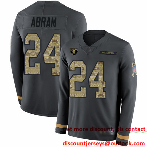 Raiders #24 Johnathan Abram Anthracite Salute to Service Men's Stitched Football Limited Therma Long Sleeve Jersey Raiders #24 Johnathan Abram Anthracite Salute to Service Men's Stitched Football Limited Therma Long Sleeve Jersey