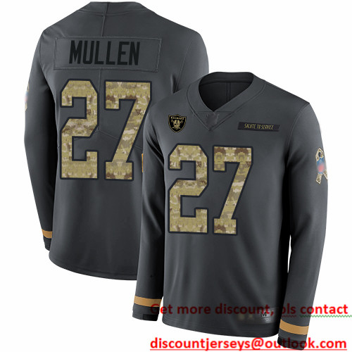Raiders #27 Trayvon Mullen Anthracite Salute to Service Men's Stitched Football Limited Therma Long Sleeve Jersey Raiders #27 Trayvon Mullen Anthracite Salute to Service Men's Stitched Football Limited Therma Long Sleeve Jersey
