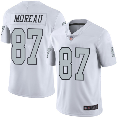 Raiders #87 Foster Moreau White Men's Stitched Football Limited Rush Jersey Raiders #87 Foster Moreau White Men's Stitched Football Limited Rush Jersey