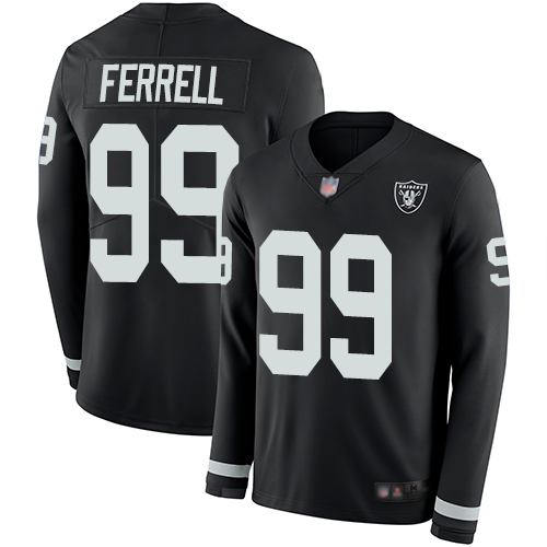 Raiders #99 Clelin Ferrell Black Team Color Men's Stitched Football Limited Therma Long Sleeve Jersey Raiders #99 Clelin Ferrell Black Team Color Men's Stitched Football Limited Therma Long Sleeve Jersey