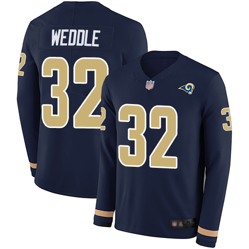 Rams #32 Eric Weddle Navy Blue Team Color Men's Stitched Football Limited Therma Long Sleeve Jersey Rams #32 Eric Weddle Navy Blue Team Color Men's Stitched Football Limited Therma Long Sleeve Jersey