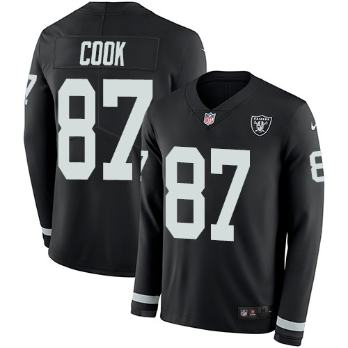 Nike Raiders #87 Jared Cook Black Team Color Men's Stitched NFL Limited Therma Long Sleeve Jersey Nike Raiders #87 Jared Cook Black Team Color Men's Stitched NFL Limited Therma Long Sleeve Jersey