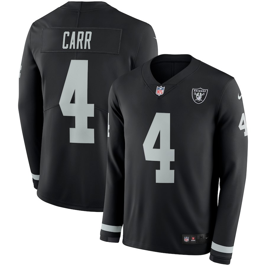Nike Raiders 4 Derek Carr Black Therma Long Sleeve Jersey Nike Raiders 4 Derek Carr Black Therma Long Sleeve Jersey