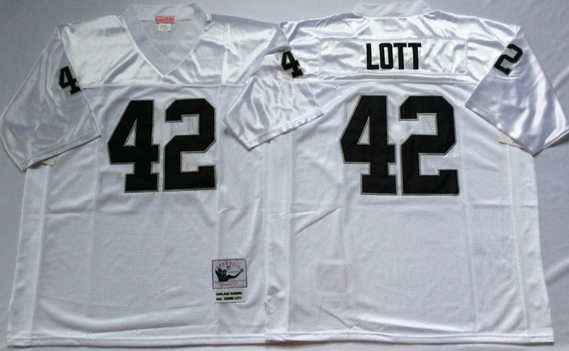 Mitchell And Ness Raiders #42 Ronnie Lott White Throwback Stitched NFL Jersey Mitchell And Ness Raiders #42 Ronnie Lott White Throwback Stitched NFL Jersey