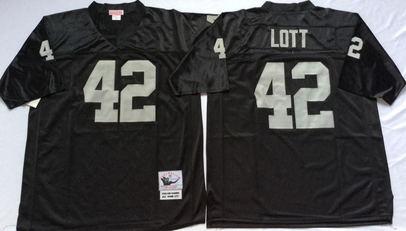 Mitchell And Ness Raiders #42 Ronnie Lott balck Throwback Stitched NFL Jersey Mitchell And Ness Raiders #42 Ronnie Lott balck Throwback Stitched NFL Jersey