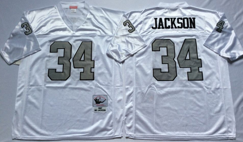 Mitchell And Ness Raiders #34 Bo Jackson White Throwback Stitched NFL Jersey Mitchell And Ness Raiders #34 Bo Jackson White Throwback Stitched NFL Jersey
