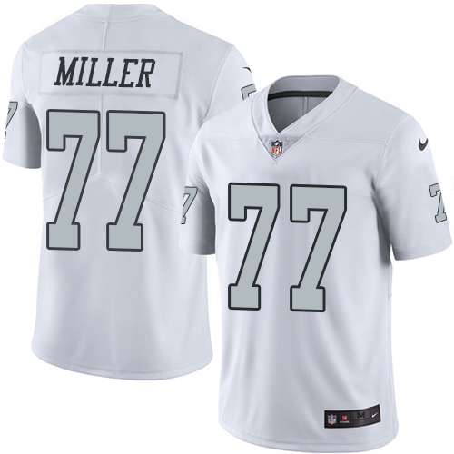 Nike Raiders #77 Kolton Miller White Men's Stitched NFL Limited Rush Jersey Nike Raiders #77 Kolton Miller White Men's Stitched NFL Limited Rush Jersey