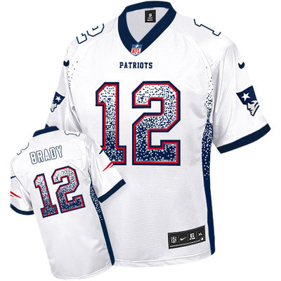 Nike Patriots #12 Tom Brady White Men's Stitched NFL Elite Drift Fashion Jersey Nike Patriots #12 Tom Brady White Men's Stitched NFL Elite Drift Fashion Jersey