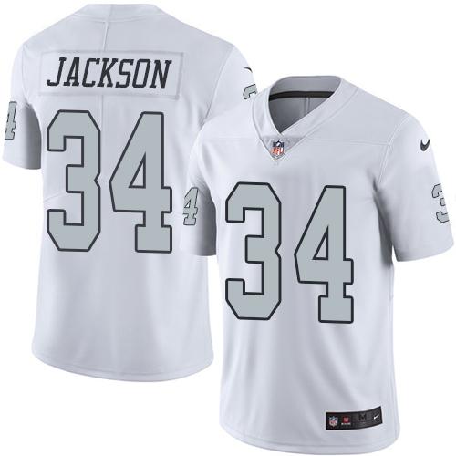 Nike Raiders #34 Bo Jackson White Men's Stitched NFL Limited Rush Jersey Nike Raiders #34 Bo Jackson White Men's Stitched NFL Limited Rush Jersey