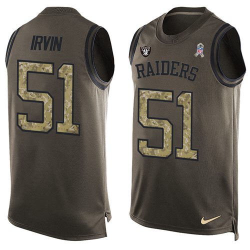 Nike Raiders #51 Bruce Irvin Green Men's Stitched NFL Limited Salute To Service Tank Top Jersey Nike Raiders #51 Bruce Irvin Green Men's Stitched NFL Limited Salute To Service Tank Top Jersey