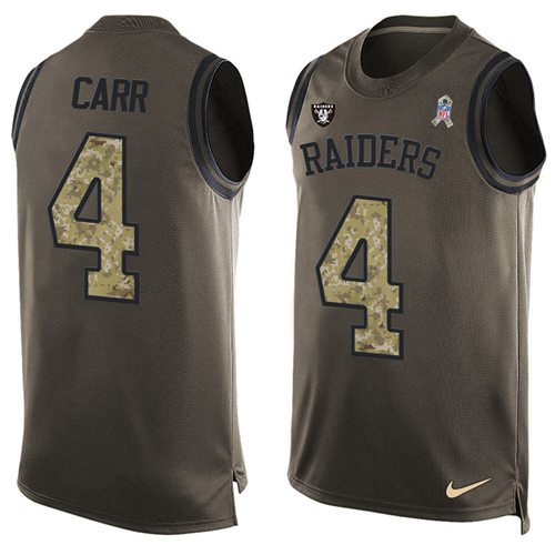 Nike Raiders #4 Derek Carr Green Men's Stitched NFL Limited Salute To Service Tank Top Jersey Nike Raiders #4 Derek Carr Green Men's Stitched NFL Limited Salute To Service Tank Top Jersey