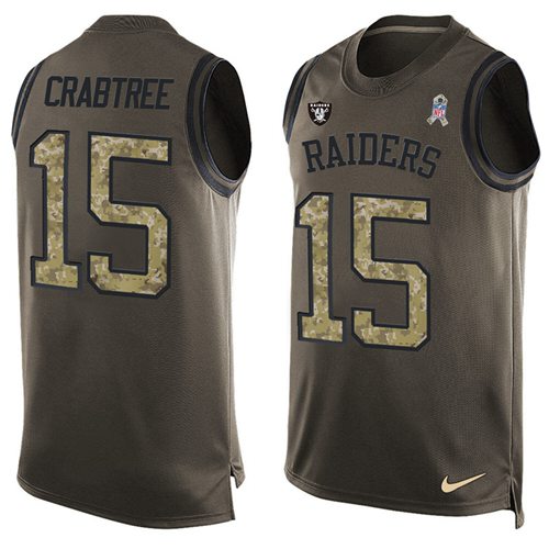 Nike Raiders #15 Michael Crabtree Green Men's Stitched NFL Limited Salute To Service Tank Top Jersey Nike Raiders #15 Michael Crabtree Green Men's Stitched NFL Limited Salute To Service Tank Top Jersey
