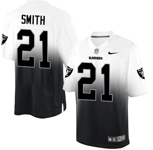 Nike Raiders #21 Sean Smith White Black Men's Stitched NFL Elite Fadeaway Fashion Jersey Nike Raiders #21 Sean Smith White Black Men's Stitched NFL Elite Fadeaway Fashion Jersey