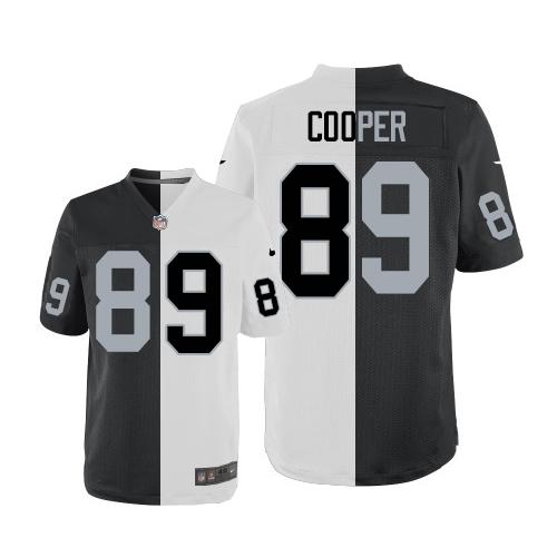 Nike Raiders #89 Amari Cooper White Black Men's Stitched NFL Elite Split Jersey Nike Raiders #89 Amari Cooper White Black Men's Stitched NFL Elite Split Jersey