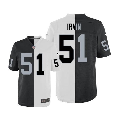 Nike Raiders #51 Bruce Irvin White Black Men's Stitched NFL Elite Split Jersey Nike Raiders #51 Bruce Irvin White Black Men's Stitched NFL Elite Split Jersey