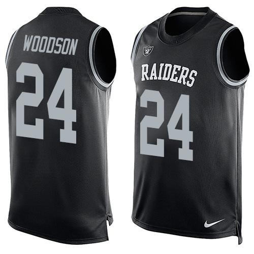 Nike Raiders #24 Charles Woodson Black Team Color Men's Stitched NFL Limited Tank Top Jersey Nike Raiders #24 Charles Woodson Black Team Color Men's Stitched NFL Limited Tank Top Jersey