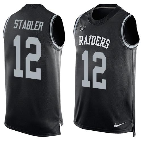 Nike Raiders #12 Kenny Stabler Black Team Color Men's Stitched NFL Limited Tank Top Jersey Nike Raiders #12 Kenny Stabler Black Team Color Men's Stitched NFL Limited Tank Top Jersey