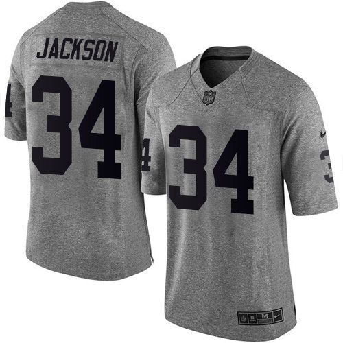 Nike Raiders #34 Bo Jackson Gray Men's Stitched NFL Limited Gridiron Gray Jersey Nike Raiders #34 Bo Jackson Gray Men's Stitched NFL Limited Gridiron Gray Jersey
