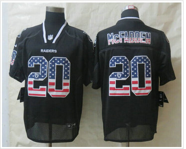 New Oakland Raiders #20 Darren McFadden USA Flag Fashion Black Elite Jerseys