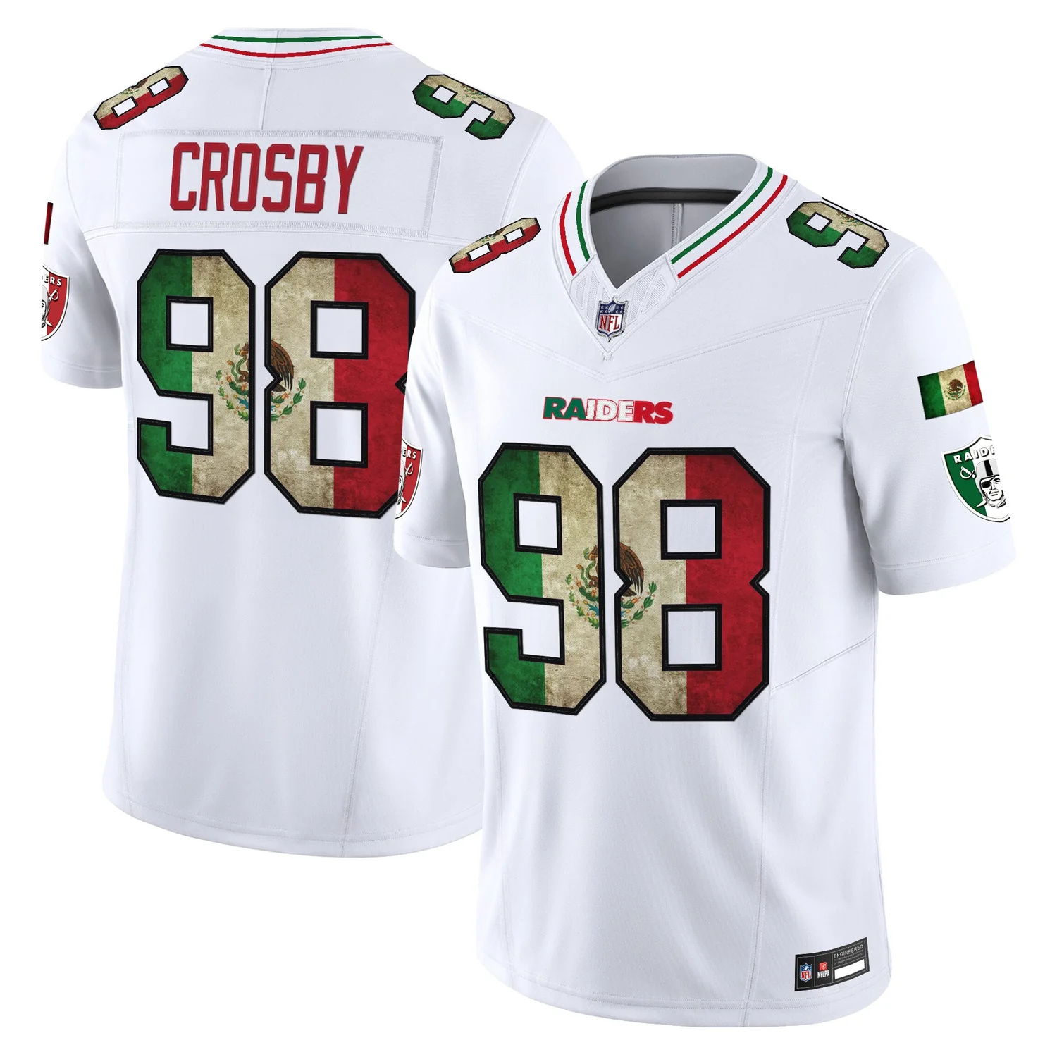 Men's Las Vegas Raiders #98 Maxx Crosby White Mexico F.U.S.E. Vapor Stitched Football Jersey