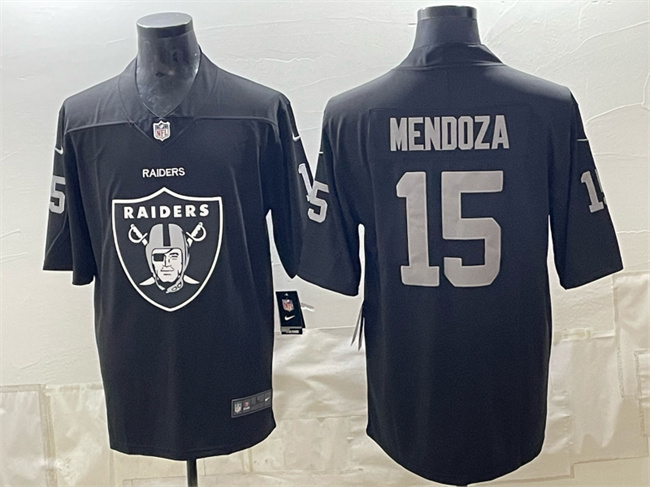 Men's Las Vegas Raiders #15 Fernando Mendoza Black Team Big Logo Vapor Untouchable Limited Stitched Football Jersey