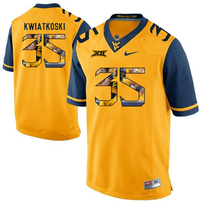 West Virginia Mountaineers Gold Nick Kwiatkoski College Football Portrait Jersey West Virginia Mountaineers Gold Nick Kwiatkoski College Football Portrait Jersey