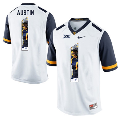 West Virginia Mountaineers White Tavon Austin College Football Portrait Jersey West Virginia Mountaineers White Tavon Austin College Football Portrait Jersey