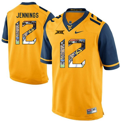 West Virginia Mountaineers Gold Gary Jennings College Football Portrait Jersey West Virginia Mountaineers Gold Gary Jennings College Football Portrait Jersey