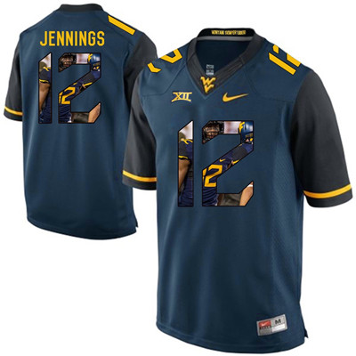 West Virginia Mountaineers Blue Gary Jennings College Football Portrait Jersey West Virginia Mountaineers Blue Gary Jennings College Football Portrait Jersey