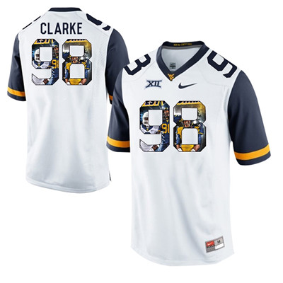 West Virginia Mountaineers White Will Clarke College Football Portrait Jersey West Virginia Mountaineers White Will Clarke College Football Portrait Jersey