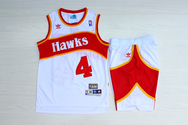 Hawks #4 Spud Webb White Hardwood Classics Jersey(With Shorts) Hawks #4 Spud Webb White Hardwood Classics Jersey(With Shorts)