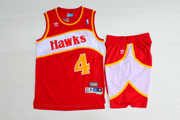 Hawks #4 Spud Webb Red Hardwood Classics Jersey(With Shorts) Hawks #4 Spud Webb Red Hardwood Classics Jersey(With Shorts)
